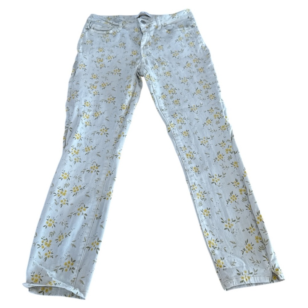 Judy Blue Floral Skinny Jeans - Light Blue and Yellow